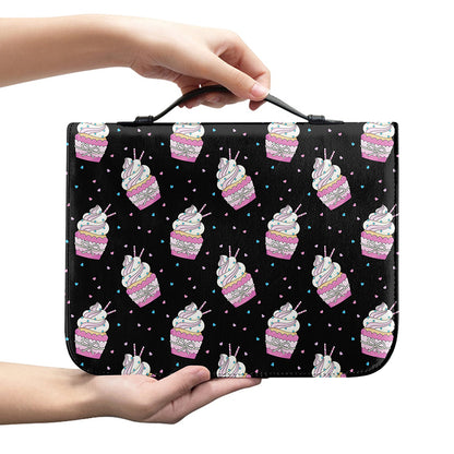 Pink Cupcake Pattern Print Leather Bible Cover