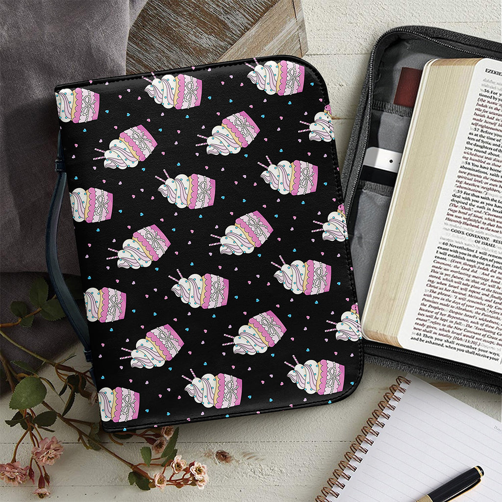 Pink Cupcake Pattern Print Leather Bible Cover