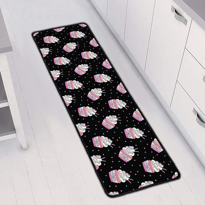 Pink Cupcake Pattern Print Long Kitchen Mat
