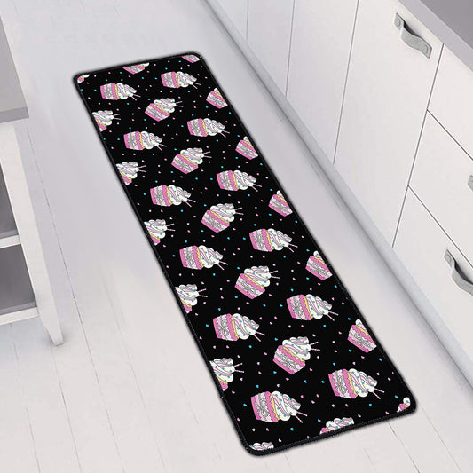 Pink Cupcake Pattern Print Long Kitchen Mat