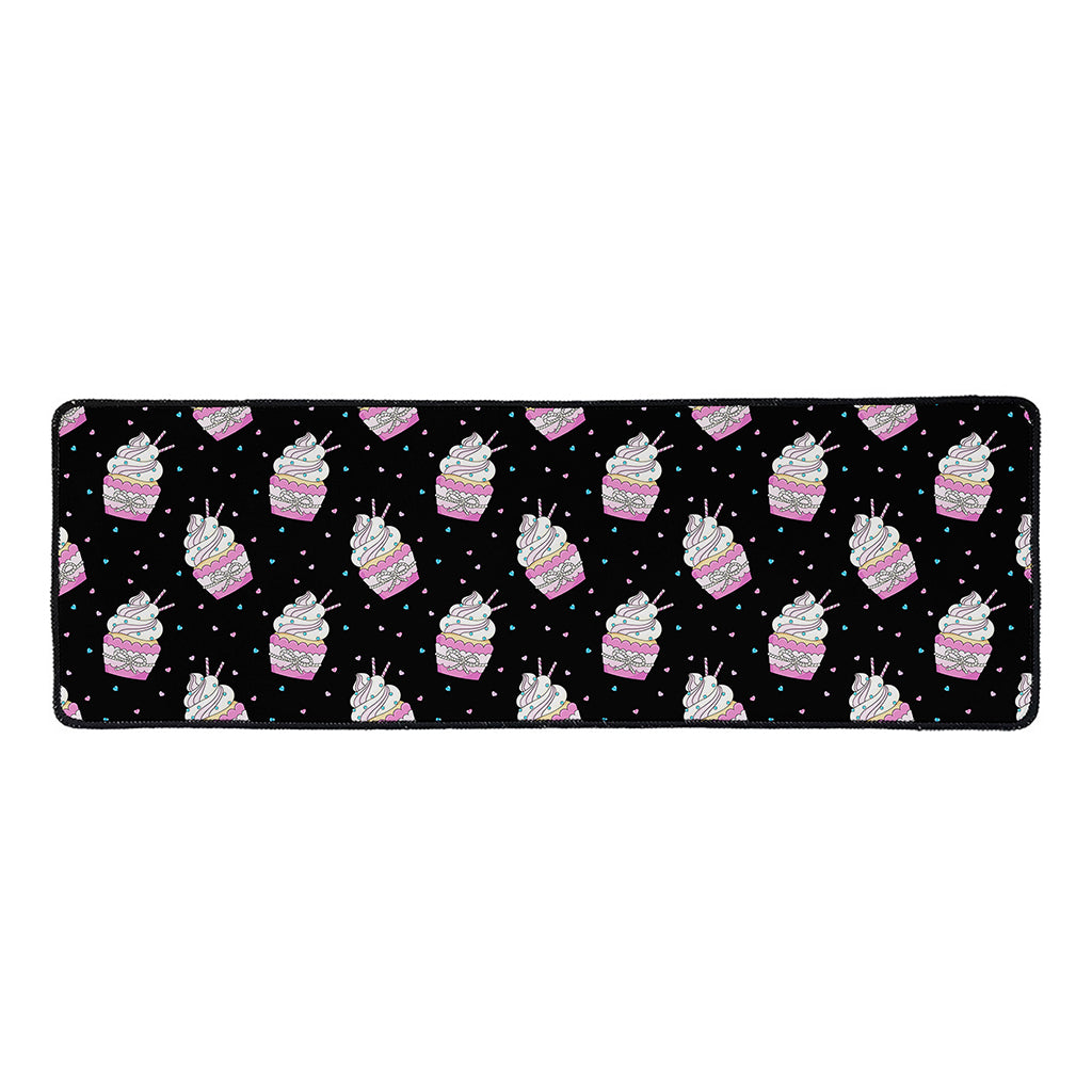 Pink Cupcake Pattern Print Long Kitchen Mat