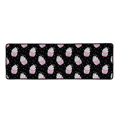 Pink Cupcake Pattern Print Long Kitchen Mat