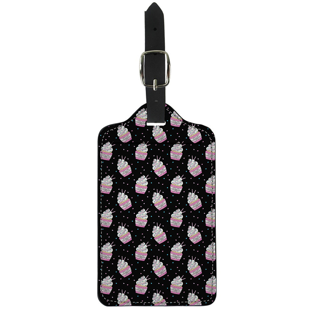 Pink Cupcake Pattern Print Luggage Tag