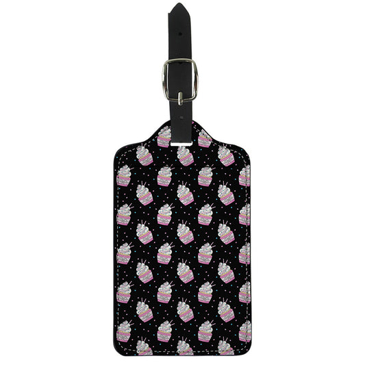 Pink Cupcake Pattern Print Luggage Tag