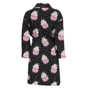 Pink Cupcake Pattern Print Men's Bathrobe