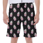 Pink Cupcake Pattern Print Men's Beach Shorts