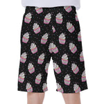 Pink Cupcake Pattern Print Men's Beach Shorts