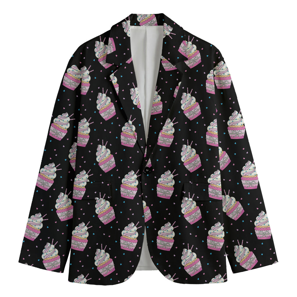 Pink Cupcake Pattern Print Men's Blazer