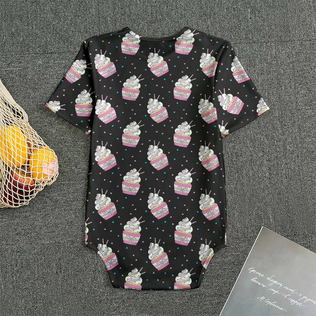 Pink Cupcake Pattern Print Men's Bodysuit