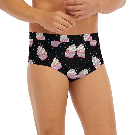 Pink Cupcake Pattern Print Men's Briefs