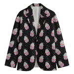 Pink Cupcake Pattern Print Men's Cotton Blazer