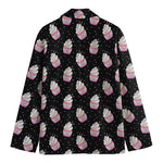 Pink Cupcake Pattern Print Men's Cotton Blazer