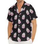Pink Cupcake Pattern Print Men's Deep V-Neck Shirt
