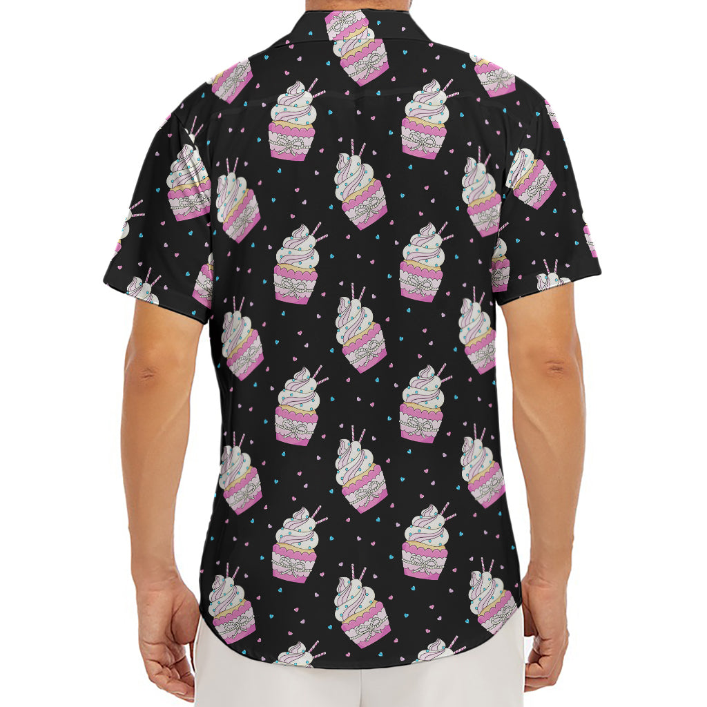 Pink Cupcake Pattern Print Men's Deep V-Neck Shirt