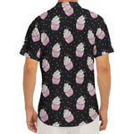 Pink Cupcake Pattern Print Men's Deep V-Neck Shirt