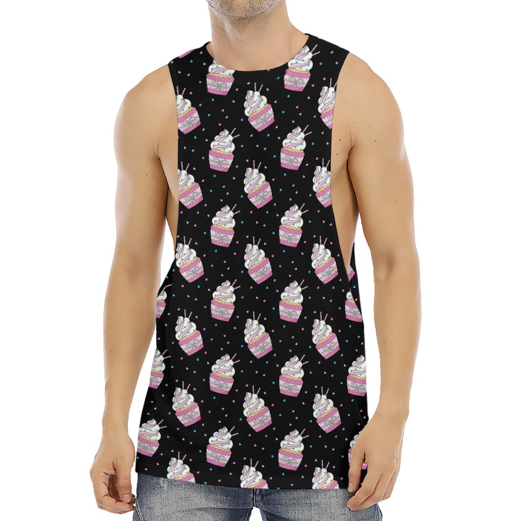 Pink Cupcake Pattern Print Men's Muscle Tank Top