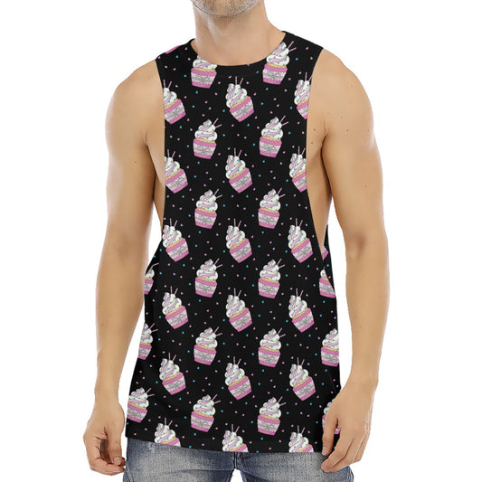 Pink Cupcake Pattern Print Men's Muscle Tank Top