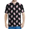 Pink Cupcake Pattern Print Men's Polo Shirt