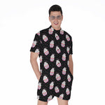 Pink Cupcake Pattern Print Men's Rompers
