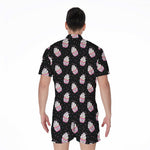 Pink Cupcake Pattern Print Men's Rompers