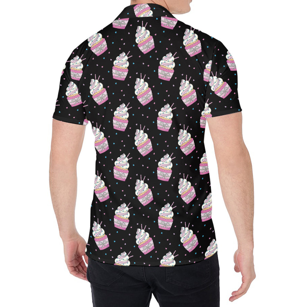 Pink Cupcake Pattern Print Men's Shirt