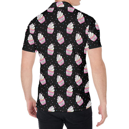 Pink Cupcake Pattern Print Men's Shirt