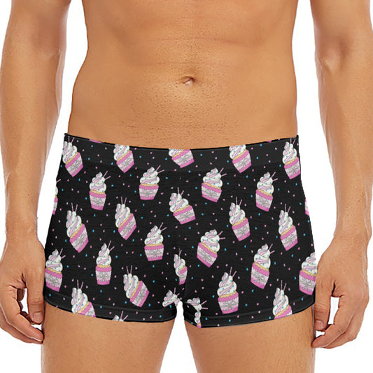 Pink Cupcake Pattern Print Men's Short Boxer Briefs