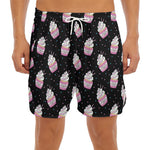 Pink Cupcake Pattern Print Men's Split Running Shorts