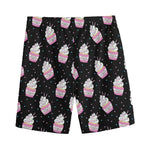 Pink Cupcake Pattern Print Men's Sports Shorts