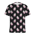Pink Cupcake Pattern Print Men's Sports T-Shirt