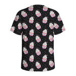 Pink Cupcake Pattern Print Men's Sports T-Shirt