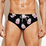 Pink Cupcake Pattern Print Men's Swim Briefs