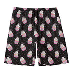 Pink Cupcake Pattern Print Men's Swim Trunks