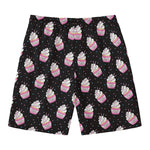 Pink Cupcake Pattern Print Men's Swim Trunks