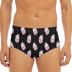 Pink Cupcake Pattern Print Men's Triangle Swim Briefs