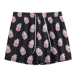 Pink Cupcake Pattern Print Mesh Shorts