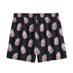 Pink Cupcake Pattern Print Mesh Shorts