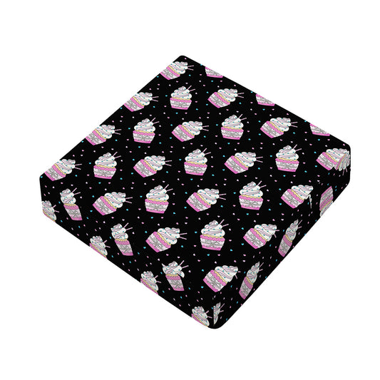 Pink Cupcake Pattern Print Outdoor Seat Cushion Cover