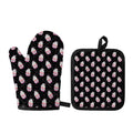 Pink Cupcake Pattern Print Oven Mitt And Pot Holder Set