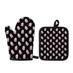 Pink Cupcake Pattern Print Oven Mitt And Pot Holder Set