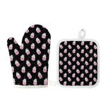 Pink Cupcake Pattern Print Oven Mitt And Pot Holder Set