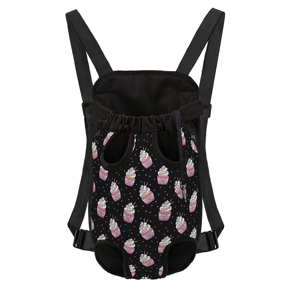 Pink Cupcake Pattern Print Pet Carrier Backpack