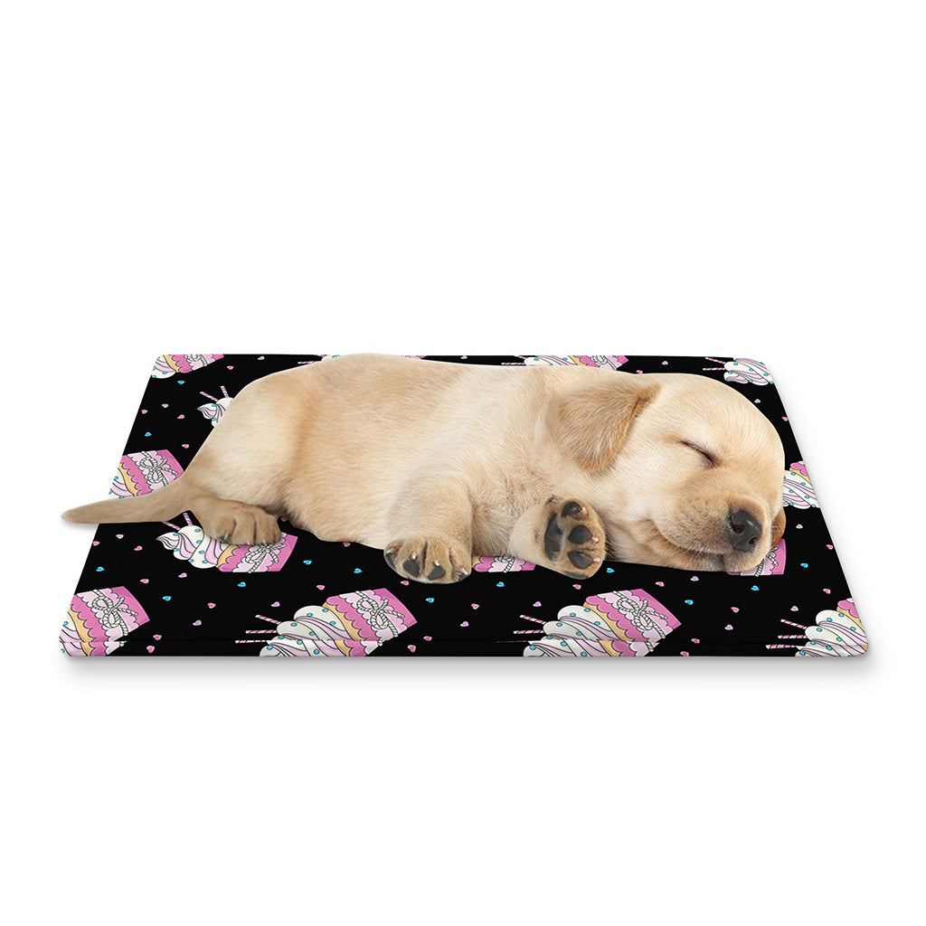 Pink Cupcake Pattern Print Pet Cooling Mat Cover