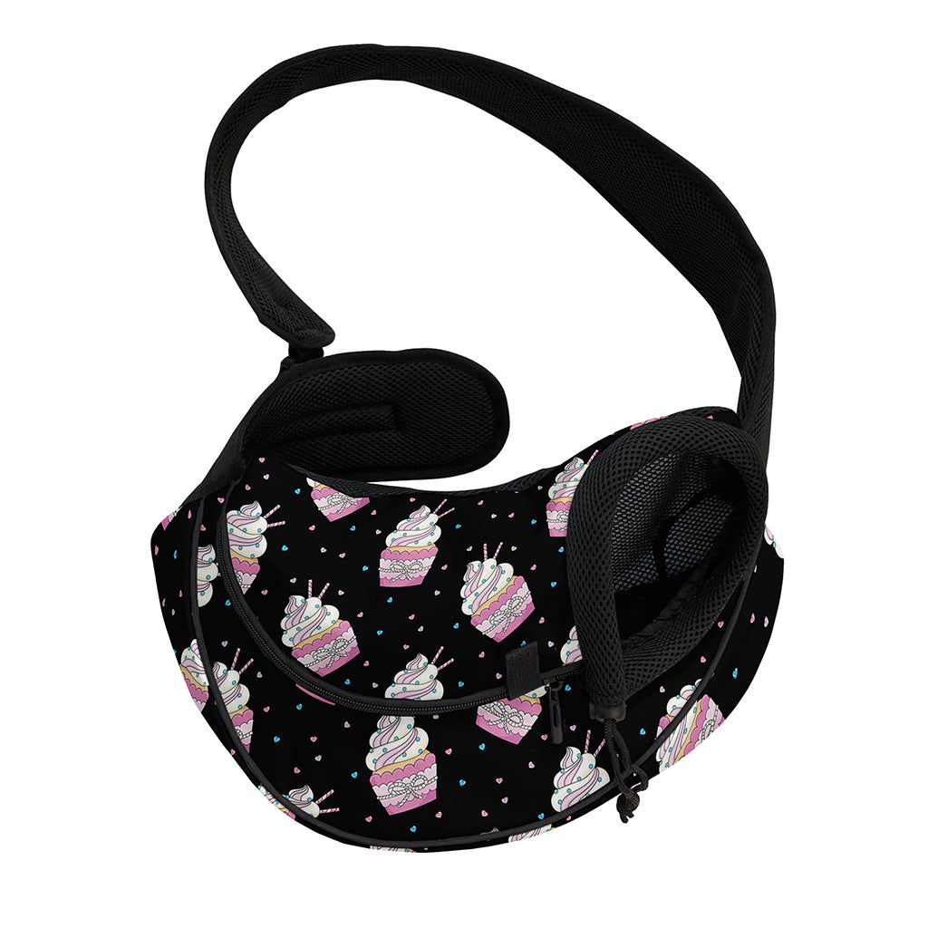 Pink Cupcake Pattern Print Pet Sling Carrier