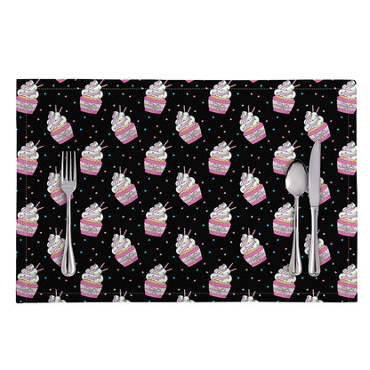 Pink Cupcake Pattern Print Placemat