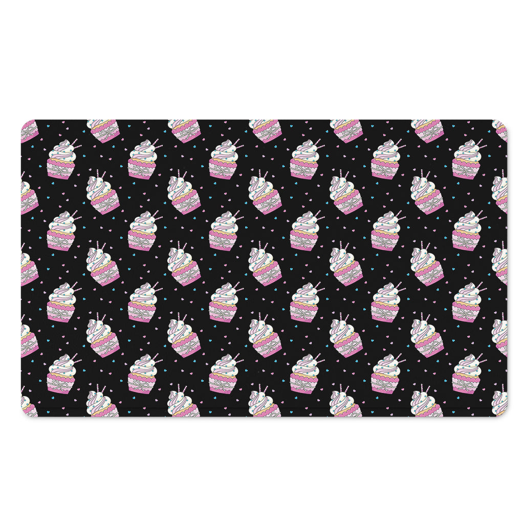 Pink Cupcake Pattern Print Polyester Doormat
