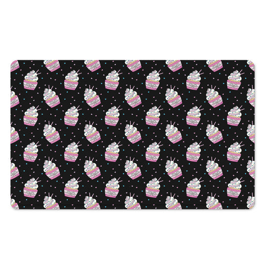 Pink Cupcake Pattern Print Polyester Doormat
