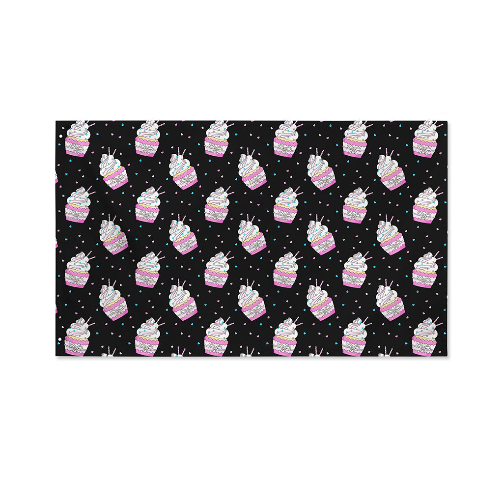 Pink Cupcake Pattern Print Polyester Flag