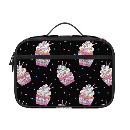 Pink Cupcake Pattern Print Portable Lunch Bag