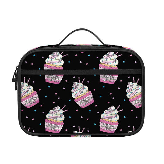 Pink Cupcake Pattern Print Portable Lunch Bag